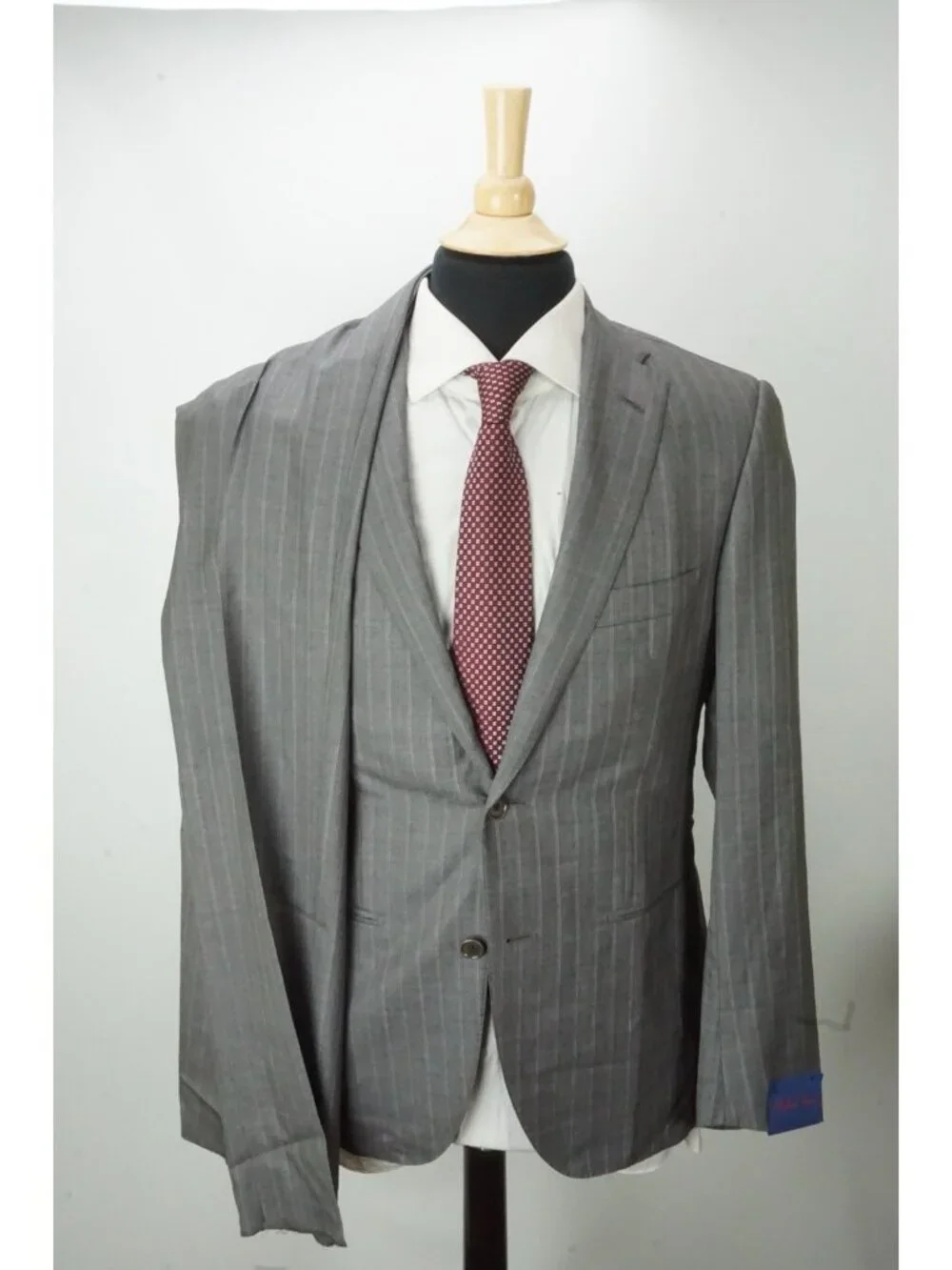 Raffaele Caruso Gray Striped Loro Piana Wool 2 Pc Suit Jacket Pant 38 US NEW
